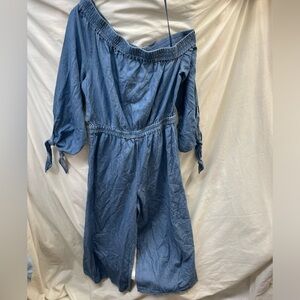 Micheal Kors Blue Off-Shoulder capri Jumpsuit ladies sz S